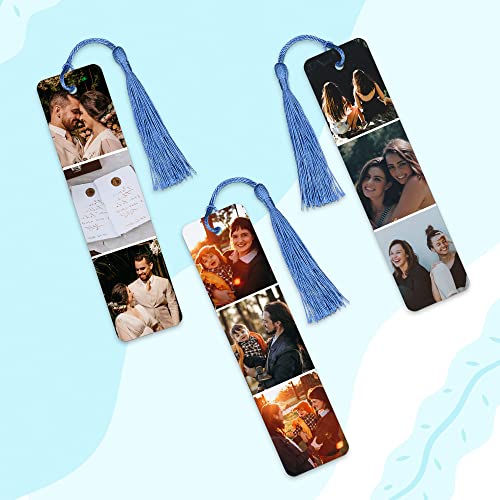 Custom Bookmarks Personalized Colorful Picture Bookmark Engraved Metal Stainless Steel Bookmarks with Tassel for Reader Women Kids Book Makers Gift