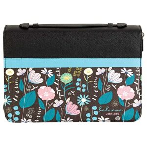 bible cover-believe-x large-black/floral