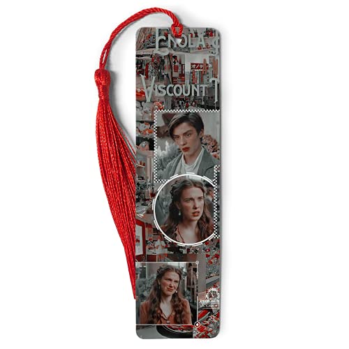 Bookmarks Ruler Metal Enola Bookography Holmes Measure Collage Tassels Bookworm for Gift Markers Bookmark Book Reading Christmas Ornament Bibliophile