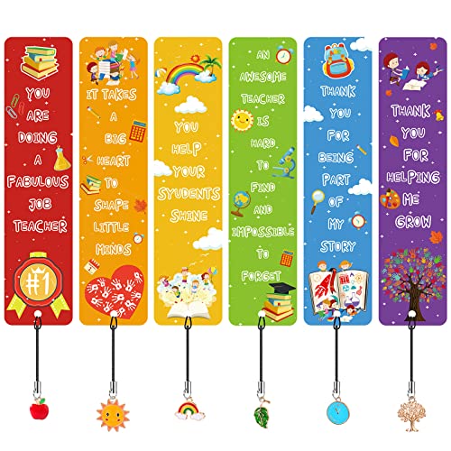 12 Pcs Teacher Appreciation Bookmark with Metal Charms Teachers Thank You Gifts from Students Graduation for Teachers Reading Christmas Gift