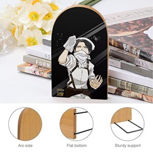 Anime Attack on Titan Wood Bookends for Shelves Office Book Stand Non-Skid Book Ends for Books Movies CDs 3 x 5 x 3.7 in (1 Pair/2 Pieces)