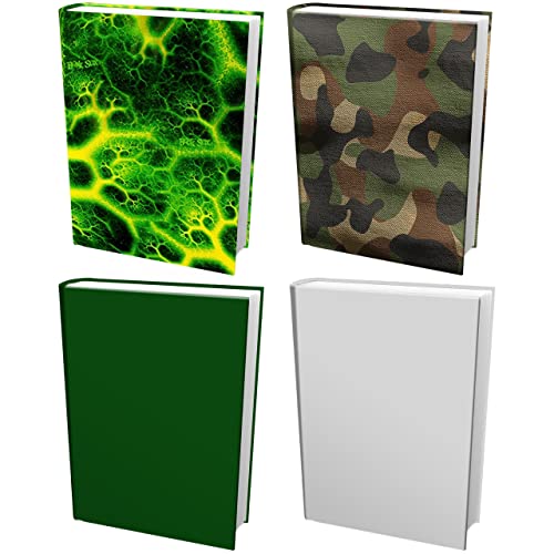 Easy Apply, Reusable Book Covers 4 Pk. Best Standard 8x10 Textbook Jacket for Back to School. Stretchy to Fit Most Medium Hardcover Books. Perfect Fun, Washable Design for Girls, Boys, Kids or Teens