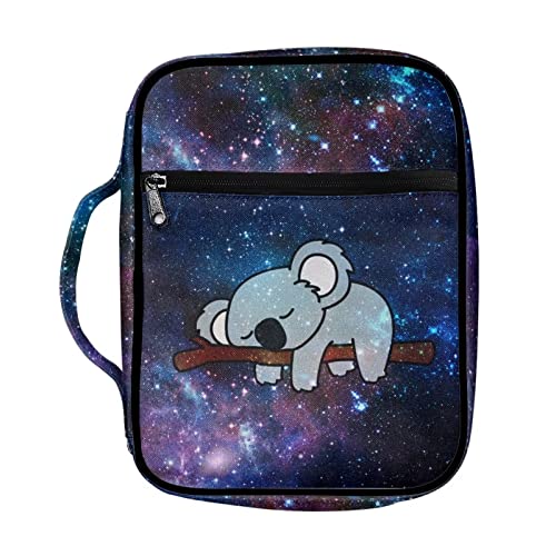 Hinthetall Galaxy Koala Bible Covers for Women Fit Standard Bible Accessories for Bible Study School Muti-Functional Carrying Book Case for Church School Nice Gift for Christains 1 Pack