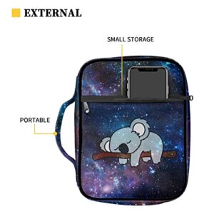 Hinthetall Galaxy Koala Bible Covers for Women Fit Standard Bible Accessories for Bible Study School Muti-Functional Carrying Book Case for Church School Nice Gift for Christains 1 Pack