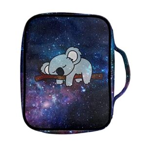 Hinthetall Galaxy Koala Bible Covers for Women Fit Standard Bible Accessories for Bible Study School Muti-Functional Carrying Book Case for Church School Nice Gift for Christains 1 Pack