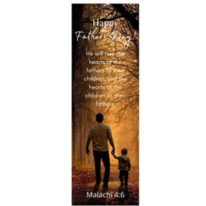 happy father’s day father and son bible verse bookmarks religious christian dads malachi 4:6 for churches he shall turn the heart of the fathers to the children made in usa bulk 100 count