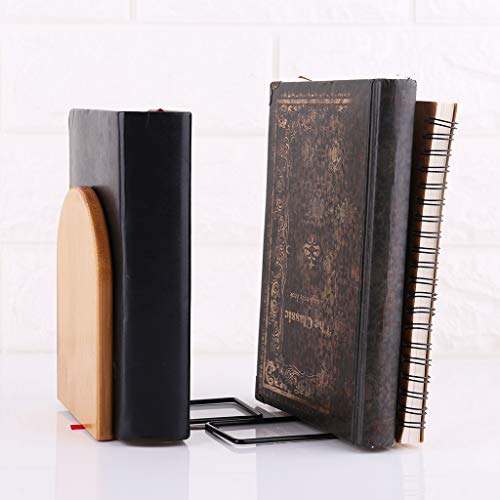 Book Ends, Nature Bamboo Bookends, Non-Skid Bookend Supports, Book Stopper for Books/Movies/CDs/Video Games (Single)