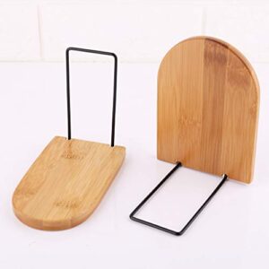 Book Ends, Nature Bamboo Bookends, Non-Skid Bookend Supports, Book Stopper for Books/Movies/CDs/Video Games (Single)