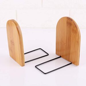 Book Ends, Nature Bamboo Bookends, Non-Skid Bookend Supports, Book Stopper for Books/Movies/CDs/Video Games (Single)