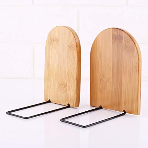 Book Ends, Nature Bamboo Bookends, Non-Skid Bookend Supports, Book Stopper for Books/Movies/CDs/Video Games (Single)