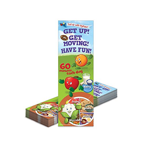 100 Nutrition Bookmarks for Kids | Active Kids MyPlate Bookmarks | 2 ½" x 7 ½", 100 per Package, 2-Sided