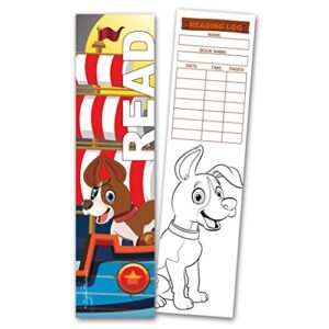 30 Assorted Coloring Bookmarks with Reading Logs (10 Designs, 3 Each)