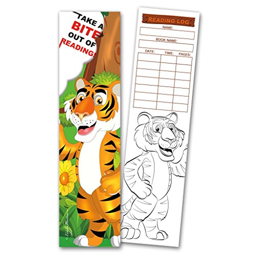 30 Assorted Coloring Bookmarks with Reading Logs (10 Designs, 3 Each)