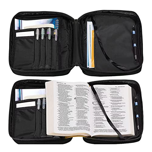 doginthehole Floral Bible Cover Case Book Cover Carrying Bag with Handles, Durable Zipper Bible Bag for Standard Size Bible for Women Girls Gift Portable Scripture Carrying Case Book Covers