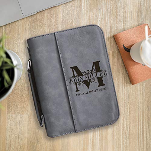 Personalized Royal Monogram Medium Leatherette Book/Bible Cover with Handle and Zipper | Custom Book/Bible Cover | Personalized Laser Engraved