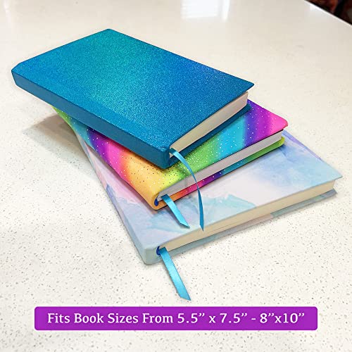 Nylon Stretchy Book Covers 3 Pack - Washable Fabric Book Covers for Hardcover - Stylish Textbook Covers Stretchable - Regular Size Book Cover - Bookcovers with Bookmark