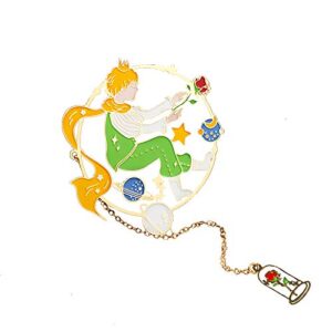 ponpom little prince metal bookmark with beautiful pendants, ideal gift for readers lovers,teachers,students (fanxing)