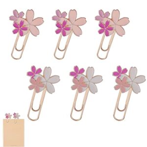6 pack three cherry blossoms cute paperclip bookmarks office supplies planner accessories clips on bookmark