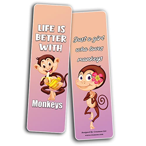 Creanoso Mischievous Monkey Bookmarks (2-Sets X 6 Cards) – Daily Inspirational Card Set – Interesting Book Page Clippers – Great Gifts for Adults and Professionals