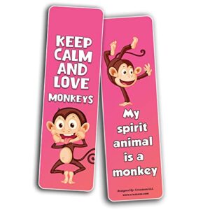 Creanoso Mischievous Monkey Bookmarks (2-Sets X 6 Cards) – Daily Inspirational Card Set – Interesting Book Page Clippers – Great Gifts for Adults and Professionals