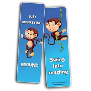 Creanoso Mischievous Monkey Bookmarks (2-Sets X 6 Cards) – Daily Inspirational Card Set – Interesting Book Page Clippers – Great Gifts for Adults and Professionals