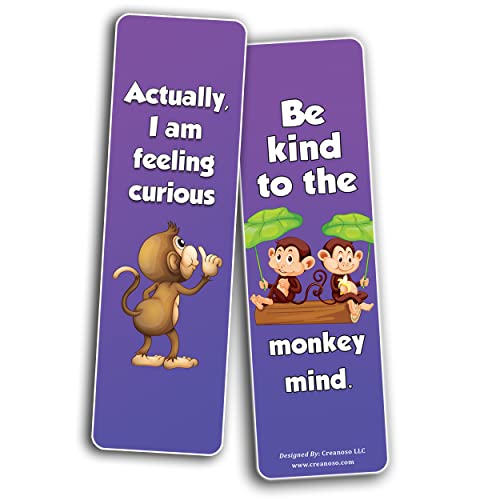 Creanoso Mischievous Monkey Bookmarks (2-Sets X 6 Cards) – Daily Inspirational Card Set – Interesting Book Page Clippers – Great Gifts for Adults and Professionals