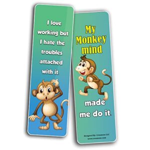 Creanoso Mischievous Monkey Bookmarks (2-Sets X 6 Cards) – Daily Inspirational Card Set – Interesting Book Page Clippers – Great Gifts for Adults and Professionals