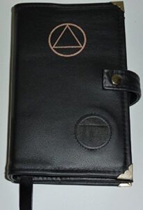 culver enterprises black leather double aa alcoholics anonymous big book & 12 steps and 12 traditions book cover symbol and medallion holder