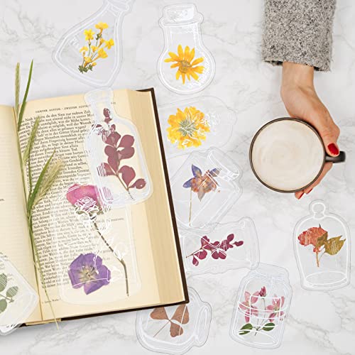 Fennoral 60PCS Pressed Flower Bookmark,Dried Flower Bookmark DIY Bookmarks,Handmade Fun Bookmarks Flower Bookmarks Maker,Glassware Stickers Home School Book Supplies