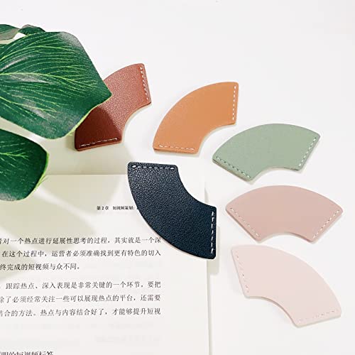 Mshion Leather Bookmark,6 PCs Sector Cute Bookmarks Corner Page Bookmarks for Women Personalized Book Marks for Book Lovers