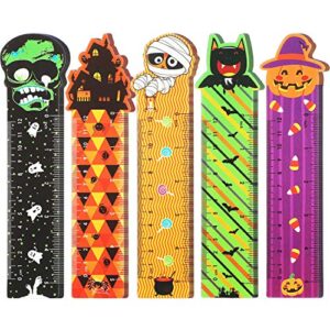 45 pieces halloween bookmark rulers, ruler markers with halloween themed prints for classroom rewards and trick or treat prizes halloween party decorations (5 designs)