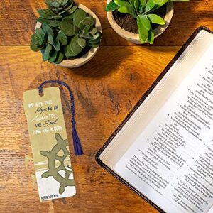 Hope As Anchor for Soul Light Tan Stripes Cardstock Tassel Bookmarks, Pack of 12