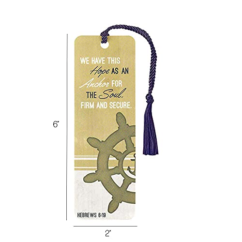 Hope As Anchor for Soul Light Tan Stripes Cardstock Tassel Bookmarks, Pack of 12