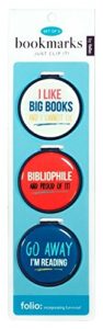 just clip it! quote bookmarks – (set of 3 clip over the page markers) – i like big books, bibliophile, go away, i’m reading.funny bookmark set of all ages. adults men women teens & kids