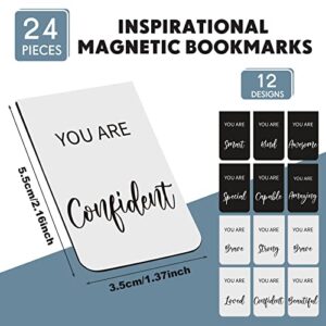 24 Pcs Inspirational Quotes Magnetic Bookmarks Encouraging Bookmarks Cute Positive Motivational Magnet Bookmarks Page Clips for School Students Teachers Office Reading Supplies]