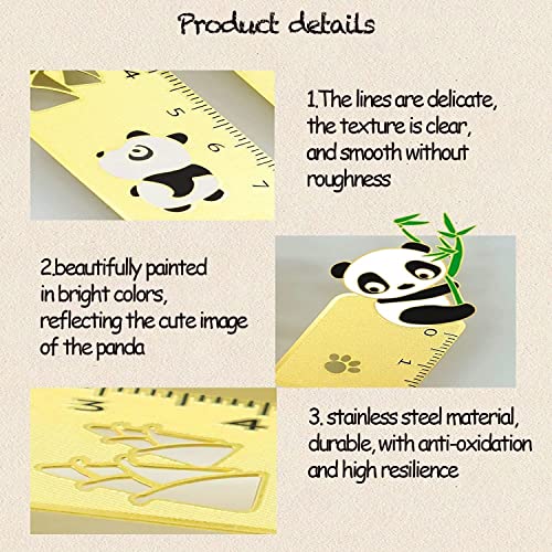 Zllada Metal Panda Bookmark - 3 Pieces Metal Hollow Stainless Steel - Cute Cartoon Bookmarks for Kids and Friends