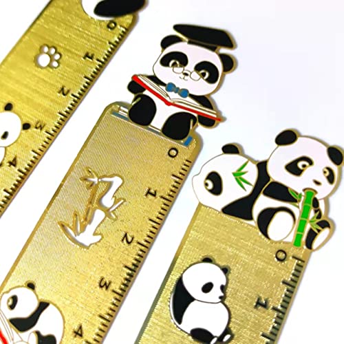 Zllada Metal Panda Bookmark - 3 Pieces Metal Hollow Stainless Steel - Cute Cartoon Bookmarks for Kids and Friends