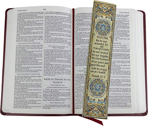 Healing, Woven Fabric Christian Bookmark, by His Stripes We are Healed, Silky Soft Isaiah 53:5 Flexible Bookmarker for Novels Books and Bibles, Traditional Turkish Woven Design, Memory Verse Gift