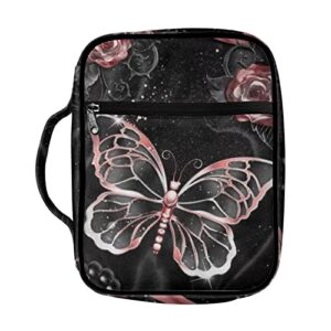 chaqlin asethetic bible covers carrying bible case butterfly print bible carrier tote handbags bible book protective multi-pocket