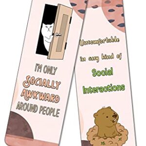 Creanoso Funny Socially Awkward Bookmarks (12-Pack) - Stocking Stuffers Funny Gift Ideas for Adults, Teens, Friends