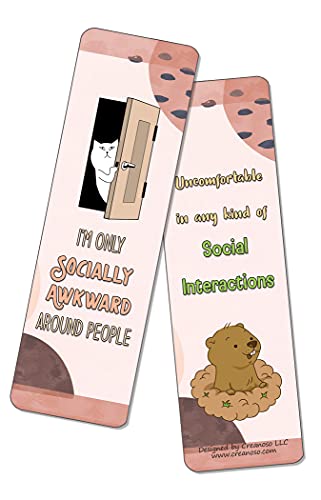 Creanoso Funny Socially Awkward Bookmarks (12-Pack) - Stocking Stuffers Funny Gift Ideas for Adults, Teens, Friends