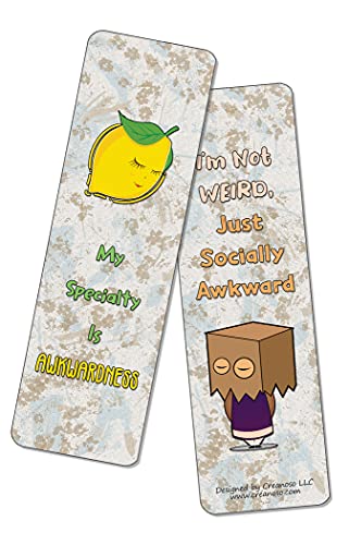 Creanoso Funny Socially Awkward Bookmarks (12-Pack) - Stocking Stuffers Funny Gift Ideas for Adults, Teens, Friends