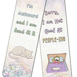 Creanoso Funny Socially Awkward Bookmarks (12-Pack) - Stocking Stuffers Funny Gift Ideas for Adults, Teens, Friends