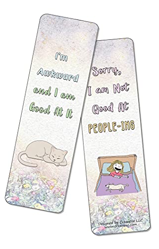 Creanoso Funny Socially Awkward Bookmarks (12-Pack) - Stocking Stuffers Funny Gift Ideas for Adults, Teens, Friends