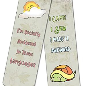 Creanoso Funny Socially Awkward Bookmarks (12-Pack) - Stocking Stuffers Funny Gift Ideas for Adults, Teens, Friends