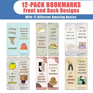 Creanoso Funny Socially Awkward Bookmarks (12-Pack) - Stocking Stuffers Funny Gift Ideas for Adults, Teens, Friends