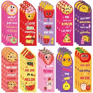 30 pieces valentine’s scented bookmarks scratch and sniff bookmarks fruit food assorted scented funny sayings bookmarks for kids teenagers classroom valentines day gifts
