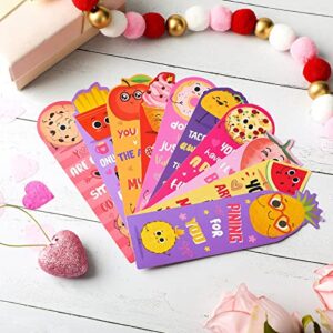 30 Pieces Valentine's Scented Bookmarks Scratch and Sniff Bookmarks Fruit Food Assorted Scented Funny Sayings Bookmarks for Kids Teenagers Classroom Valentines Day Gifts