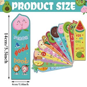 36 Pieces Fruit Scented Bookmarks 12 Different Styles Scratch and Sniff Bookmarks with Vivid Fruit Image Cute Fruit Theme Bookmarks for Boy Girl Students and Reading Lovers