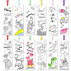 108 pieces valentine’s day diy bookmarks heart rose bear coloring paper bookmarks happy valentine’s day book marks for kid be mine you are so cool book decorations for valentine’s day party book decor